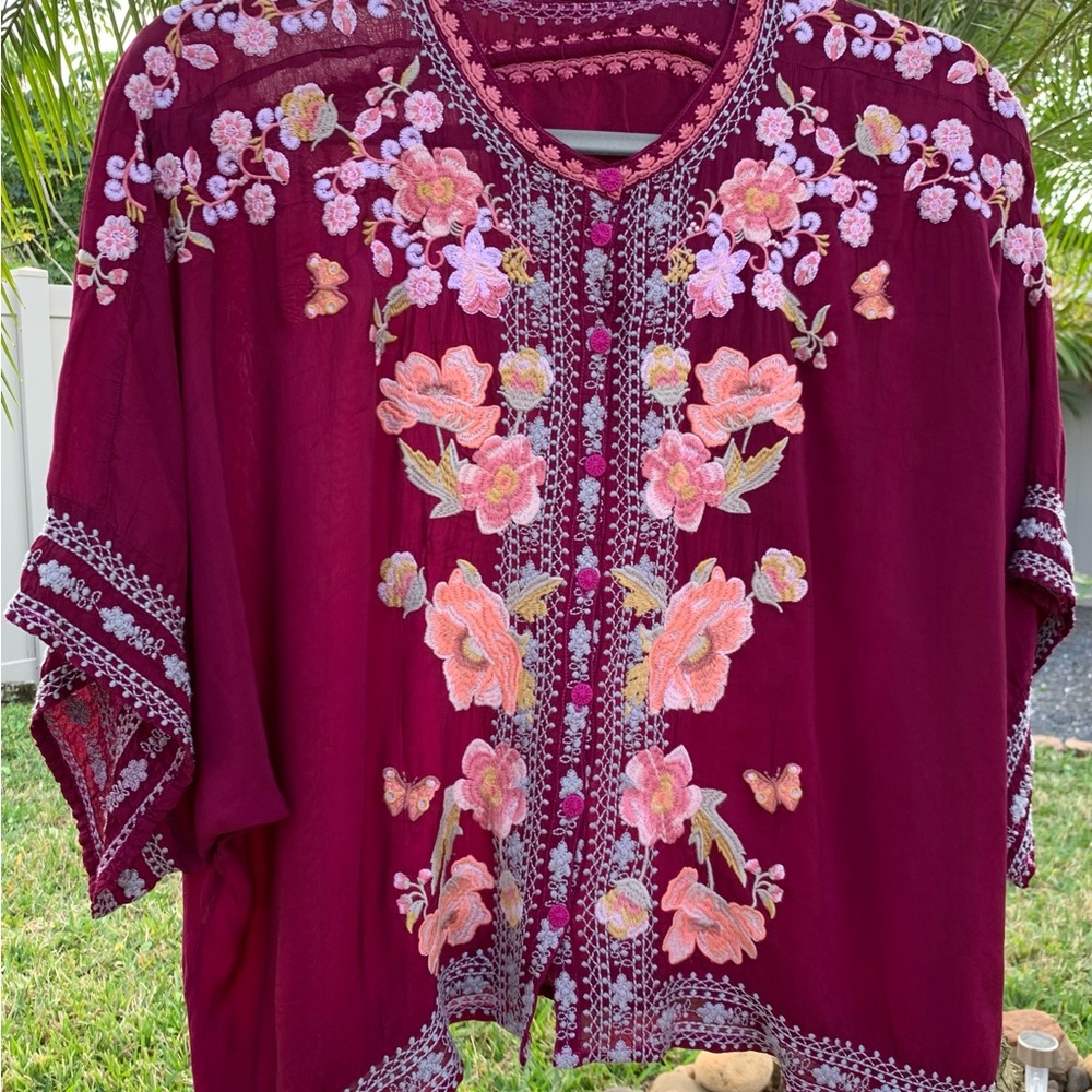 Johnny Was Versatile Button Front Top 2X